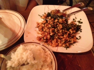 ... and Shanghai chicken with basil and pine nuts.